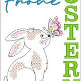 ITH Schild "Frohe Ostern" mit sitzendem Hasen Stickdatei