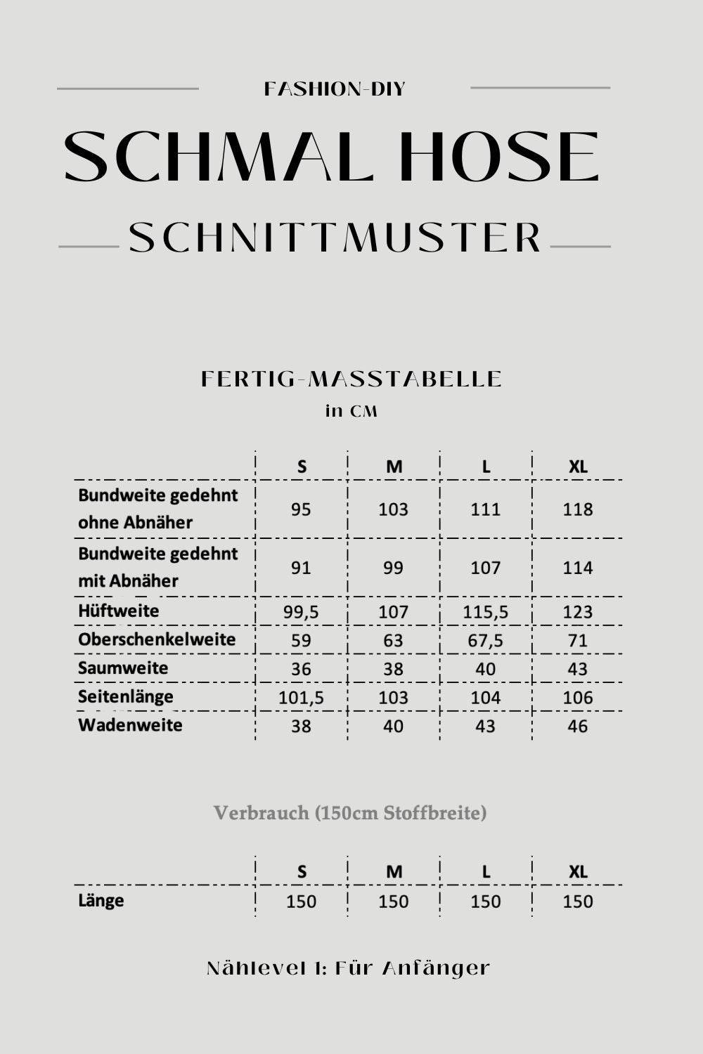 E-Book und Schnittmuster | Schmale Hose S-XL - Sewando