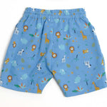 Schnittmuster Hose für Baby und Kinder NOAH in blau mit tierischen Motiven für Jungen, Größen 68-122.