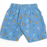 Schnittmuster Hose für Baby und Kinder NOAH in blau mit tierischen Motiven für Jungen, Größen 68-122.