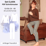 Schnittmuster Pyjama-Set CLARA - Schlafanzug Shirt und Hose | Gr. 34-48 (PDF) - Sewando