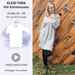 Schnittmuster Kleid TARA - mit V-Ausschnitt und 3/4 Ärmeln | Gr. 34–56 (PDF) - Sewando