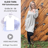 Schnittmuster Kleid TARA - mit V-Ausschnitt und 3/4 Ärmeln | Gr. 34–56 (PDF) - Sewando
