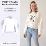 Schnittmuster Pullover PAULA - klassisch mit Rundhalsausschnitt | Gr. 34-48 (PDF) - Sewando