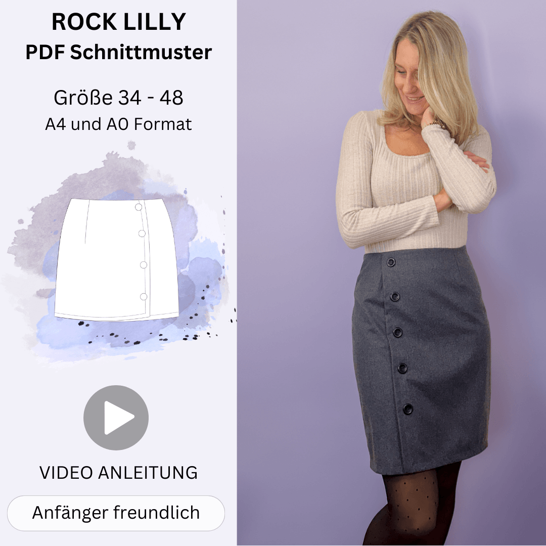 Schnittmuster LILLY - Rock mit Wickeloptik - Minirock - Gr. 34-48 - Sewando