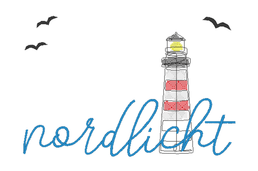 Stickdatei - Nordlicht mit Leuchtturm (in 2 Größen) - Sewando