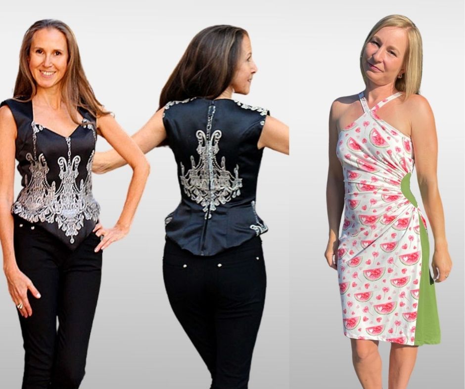 Moderne Damenmode zum Selbernähen mit elegantem Top, figurbetontem Kleid und sommerlichem Oberteil – Schnittmuster für stilvolle Unikate.