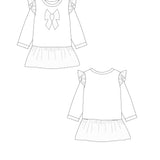 Schnittmuster Baby Sweatshirt und Kleid SOPHIE PDF 2-in-1 für Größen 50/56–98/104, digitale Vorlage zum Download.