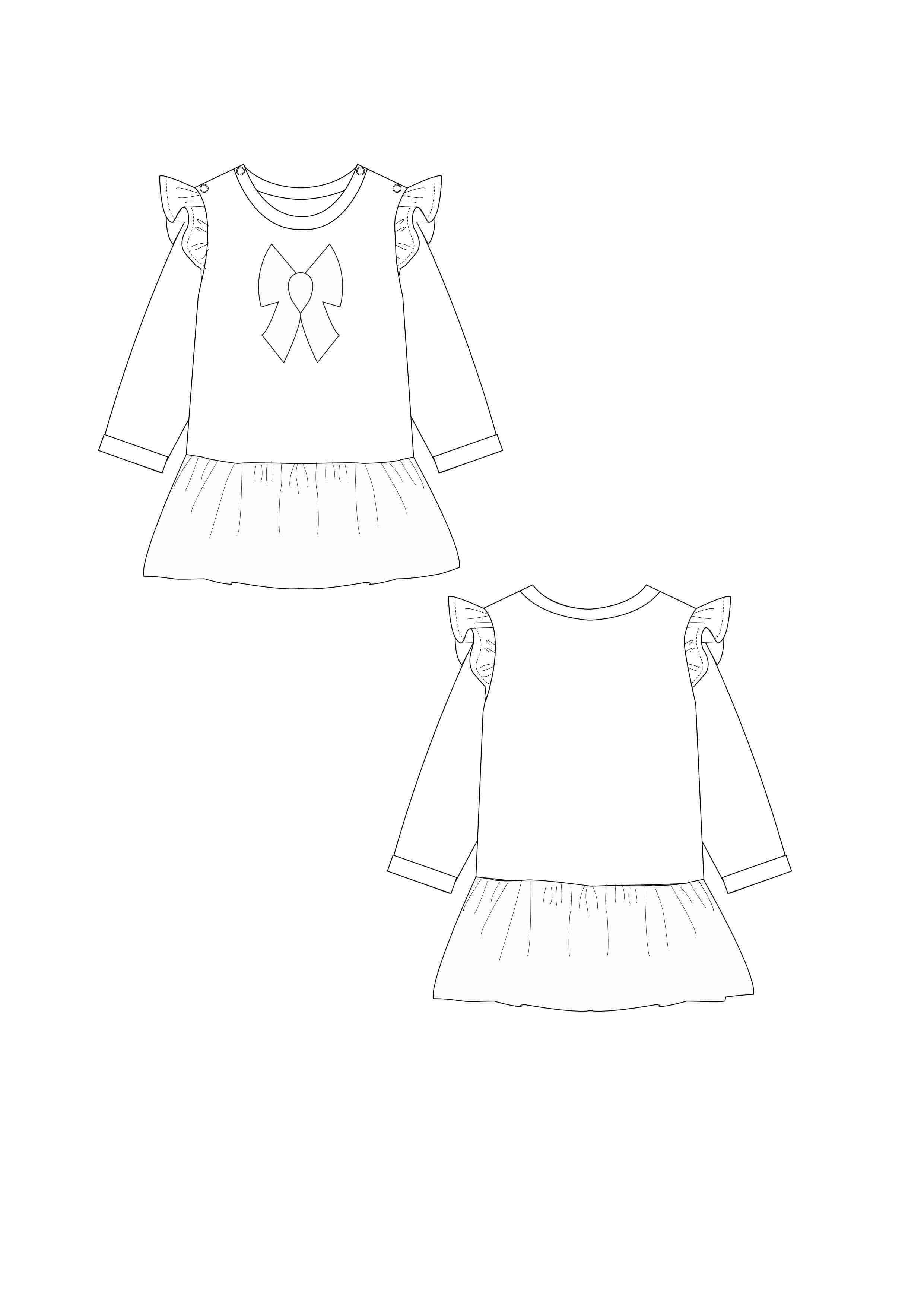 Schnittmuster Baby Sweatshirt und Kleid SOPHIE PDF 2-in-1 für Größen 50/56–98/104, digitale Vorlage zum Download.