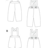Schnittmuster Latzhose MAX PDF mit Variationen für kurze und lange Beine, geeignet für Babys und Kinder.