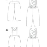 Schnittmuster Latzhose MAX PDF mit Variationen für kurze und lange Beine, geeignet für Babys und Kinder.