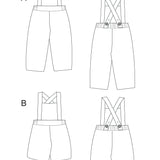 Schnittmuster Latzhose MAX PDF mit Variationen für kurze und lange Beine, geeignet für Babys und Kinder.