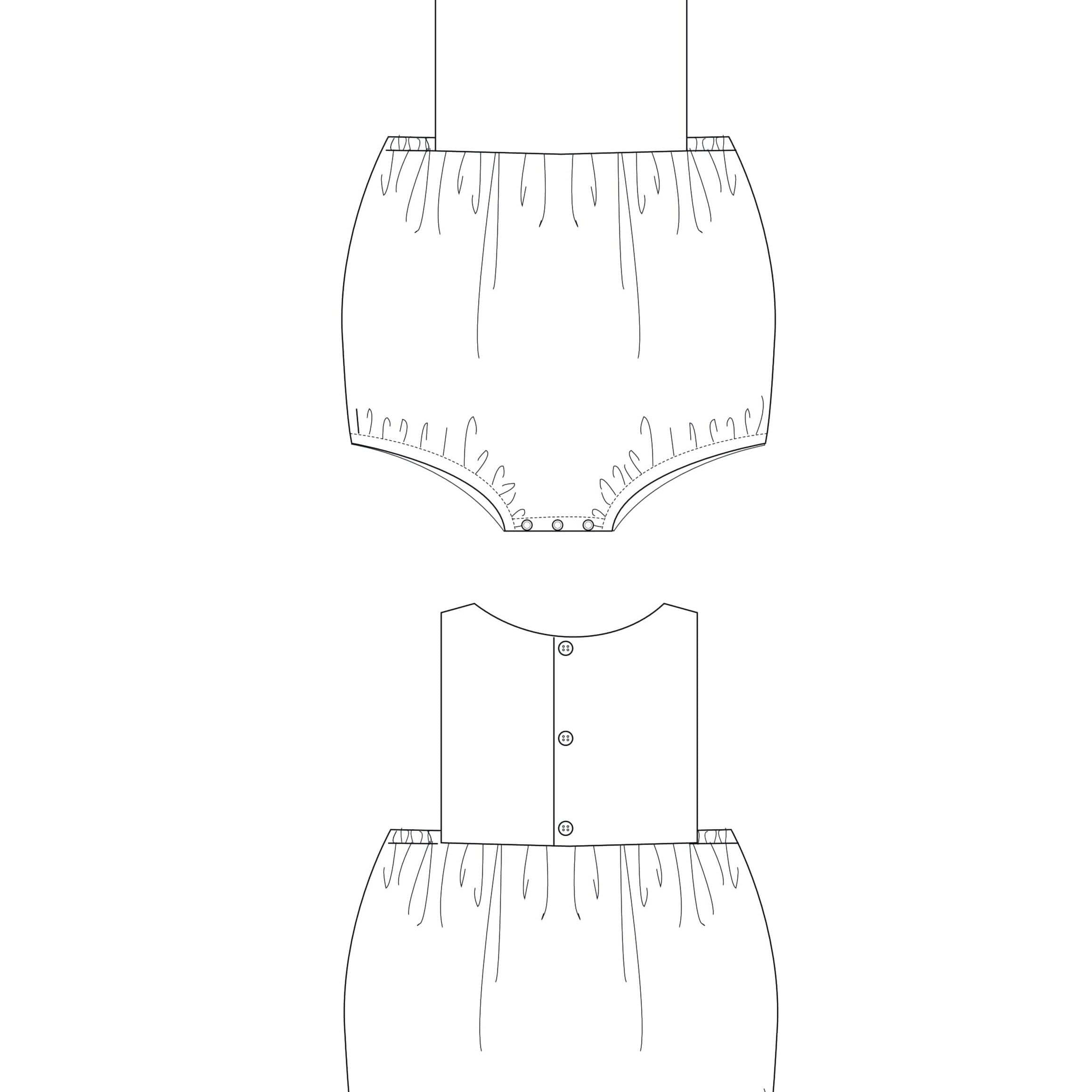 Schnittmuster Baby Bloomer Marco Kurzoverall  PDF | Sommer-Strampler | Größe 50–92 | Schnittmuster für Baby-Kurzoverall