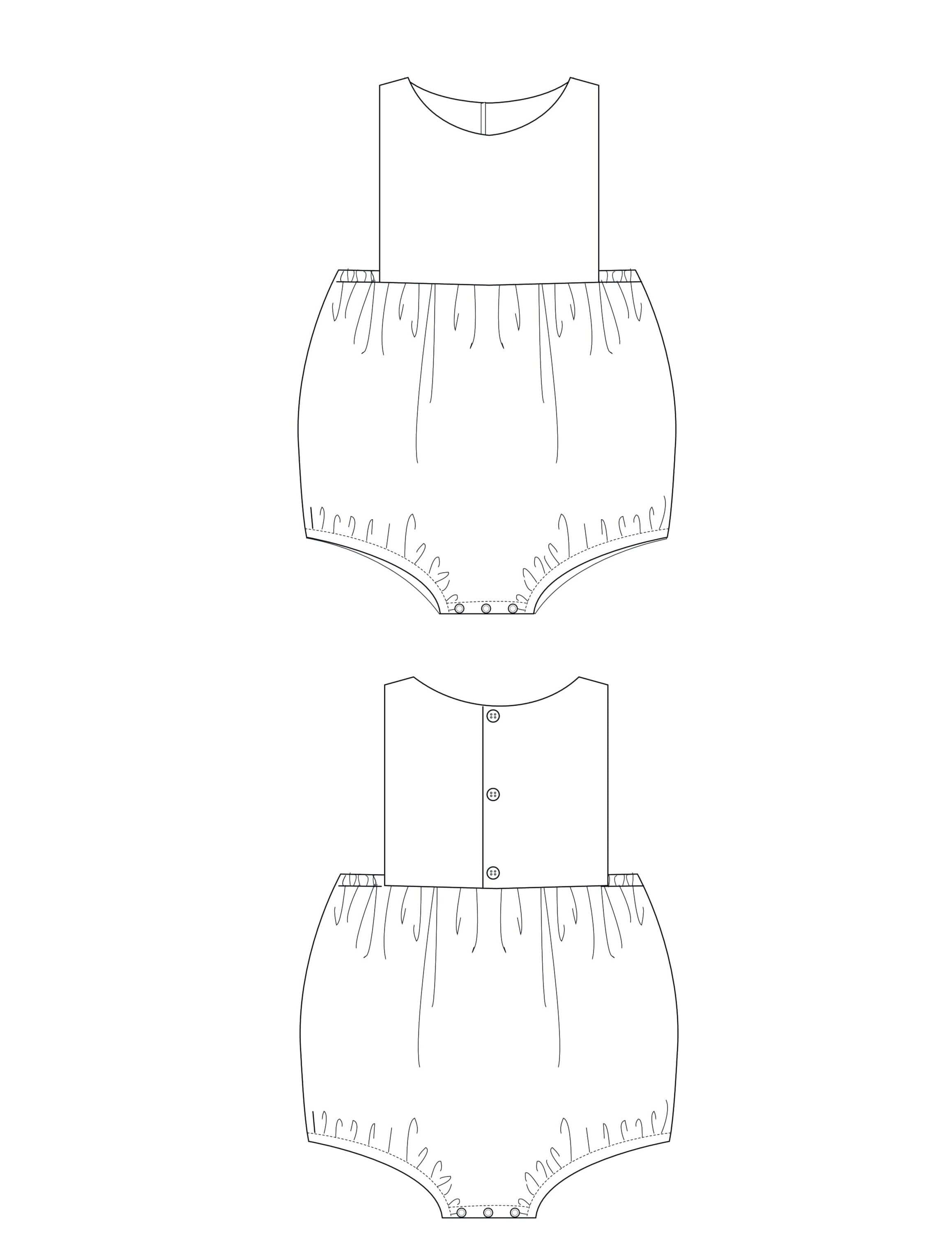 Schnittmuster Baby Bloomer Marco Kurzoverall  PDF | Sommer-Strampler | Größe 50–92 | Schnittmuster für Baby-Kurzoverall