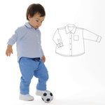 Schnittmuster Hemd für Baby und Kinder, Jungenhemd, Langarm, mit Zeichnung des Schnittmusters.