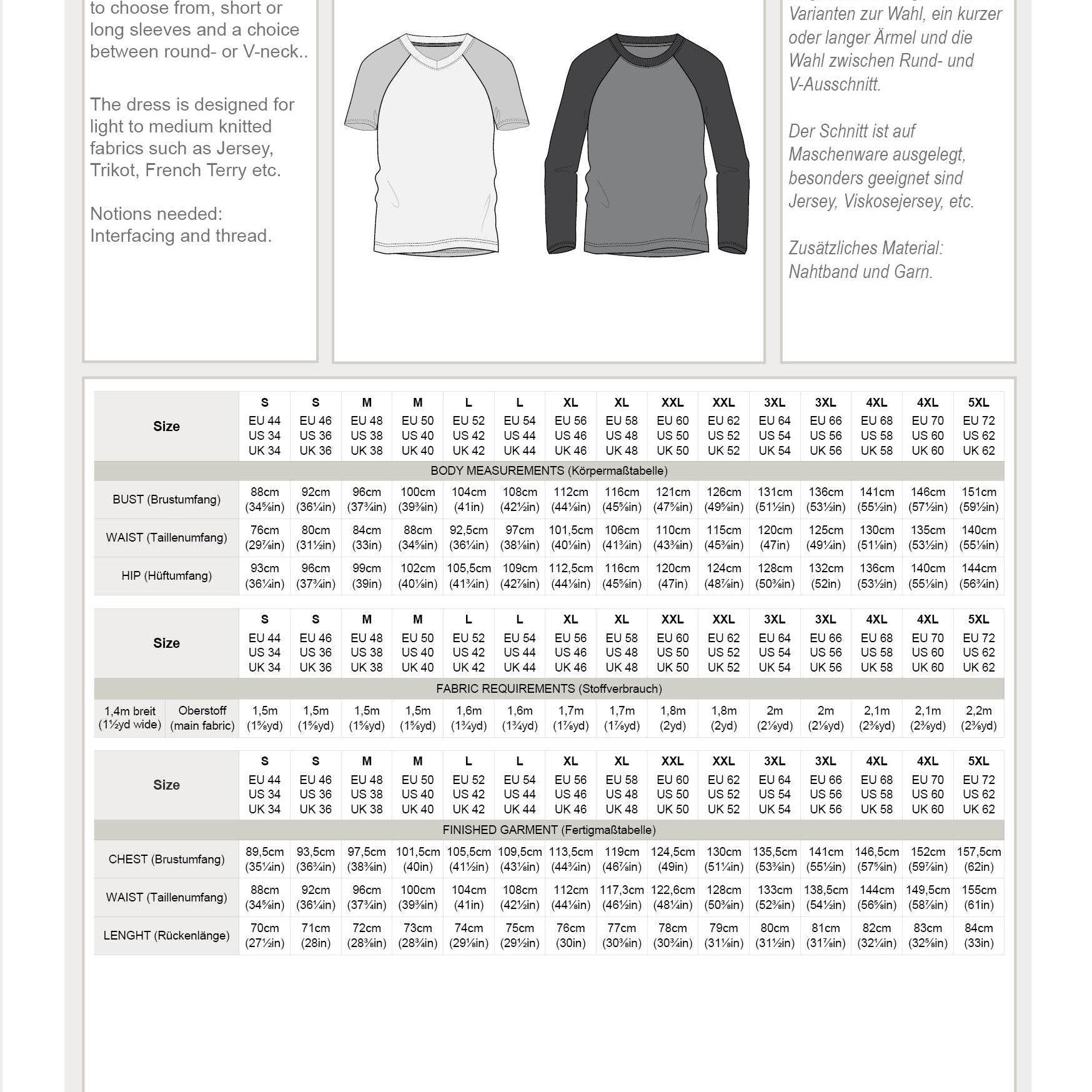 SKAGERRAK.raglan | Herren | 44-72 | Schnitt : - Sewando
