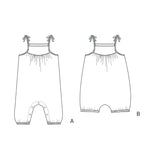 Schnittmuster Baby Overall Jumpsuit NELE – zwei Varianten: Langoverall mit Druckknöpfen und Kurzoverall für Kleinkinder.