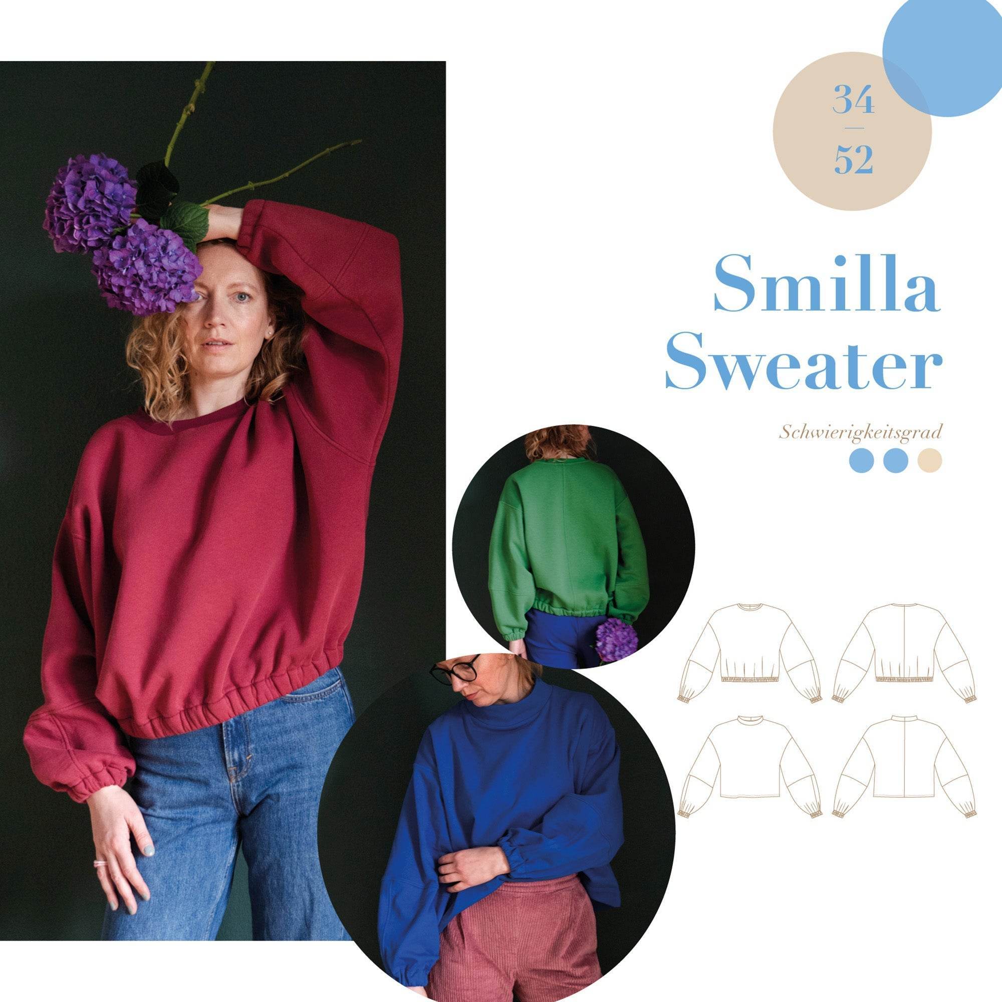 Smilla Sweater 34 -52 Schnittmuster und Anleitung - Sewando