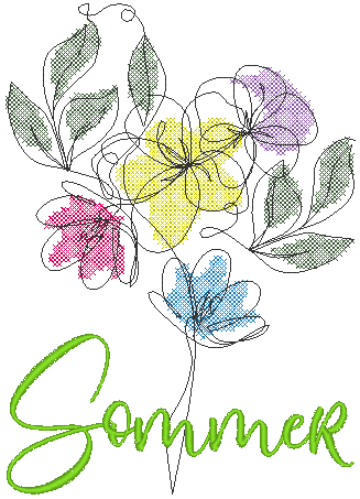 Stickdatei - 4 Jahreszeiten - Blumen Single Line - Sewando
