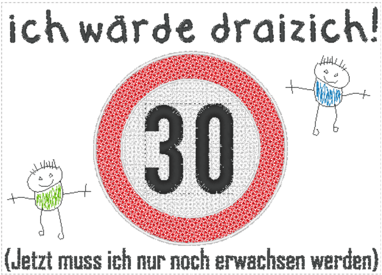 Stickdatei - Verkehrsschilder-Sprüche zum Geburtstag - Sewando