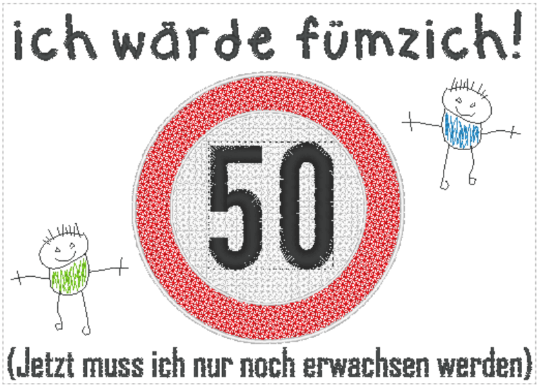 Stickdatei - Verkehrsschilder-Sprüche zum Geburtstag - Sewando