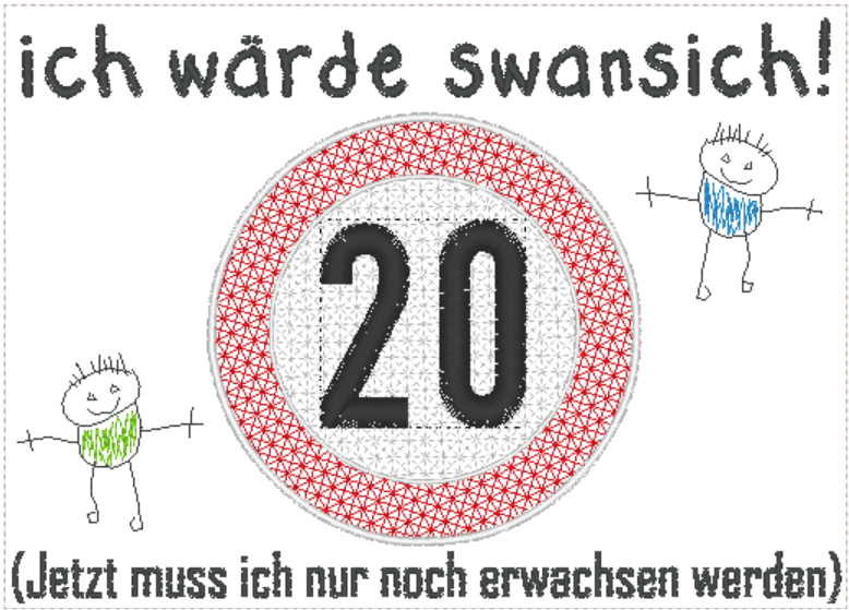 Stickdatei - Verkehrsschilder-Sprüche zum Geburtstag - Sewando