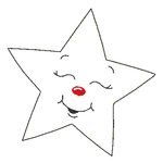 Stickdatei - 6 Sterne mit Gesicht (ITH und Doodle) - Sewando