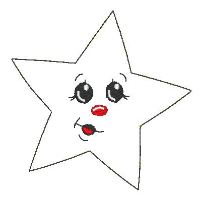 Stickdatei - 6 Sterne mit Gesicht (ITH und Doodle) - Sewando