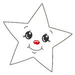 Stickdatei - 6 Sterne mit Gesicht (ITH und Doodle) - Sewando