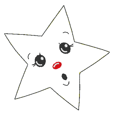 Stickdatei - 6 Sterne mit Gesicht (ITH und Doodle) - Sewando