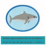 Stickdatei "Hai Patch Nr. 1" für den 10x10 cm Rahmen