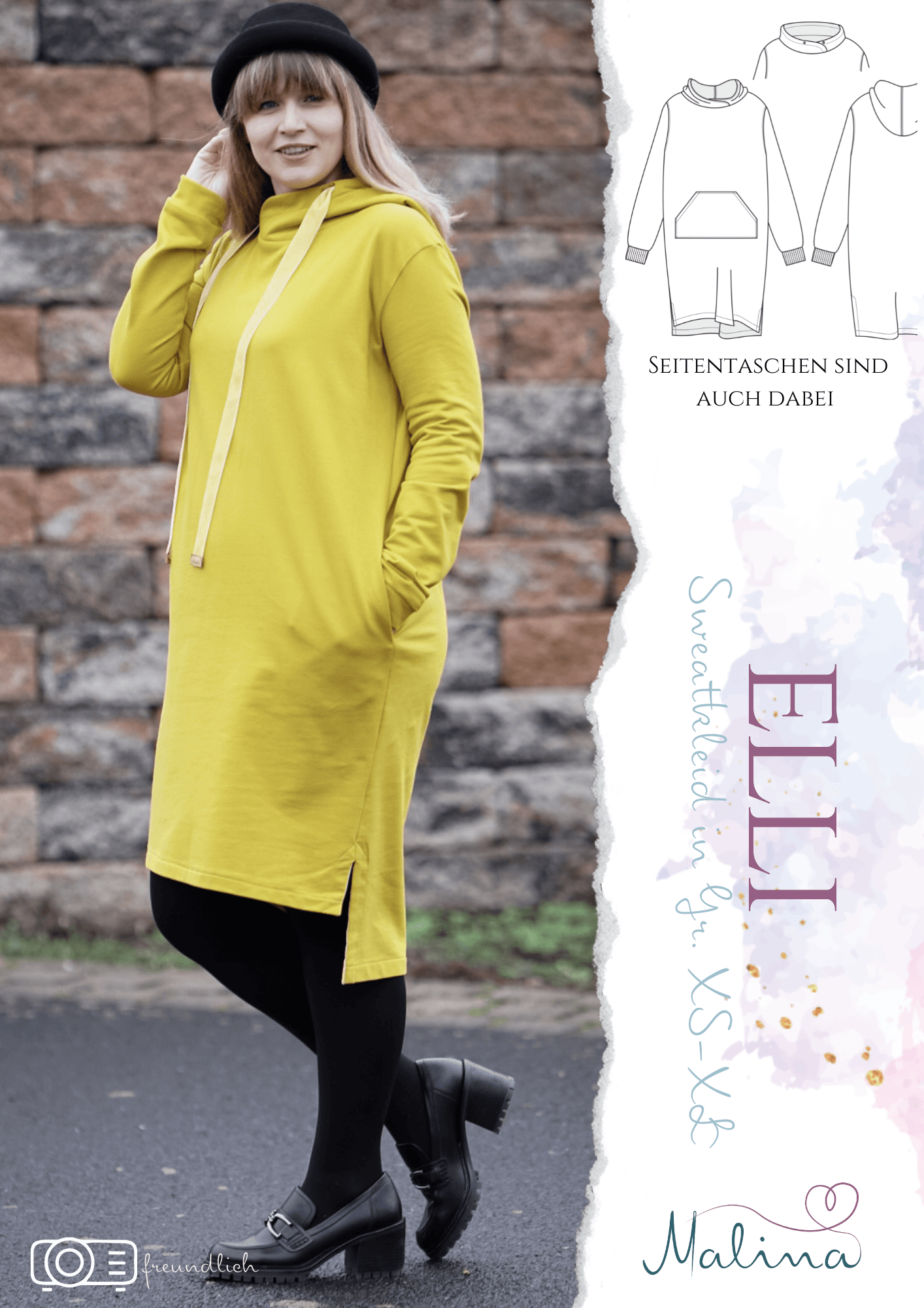 Schnittmuster Sweatkleid Elli Gr. XS-XL - Sewando