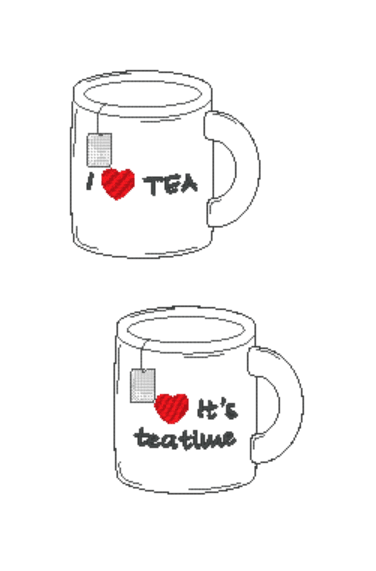 Stickdatei - Teetassen-Set (Füllobjekt) - Sewando