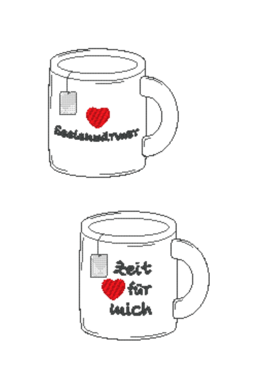 Stickdatei - Teetassen-Set (Füllobjekt) - Sewando