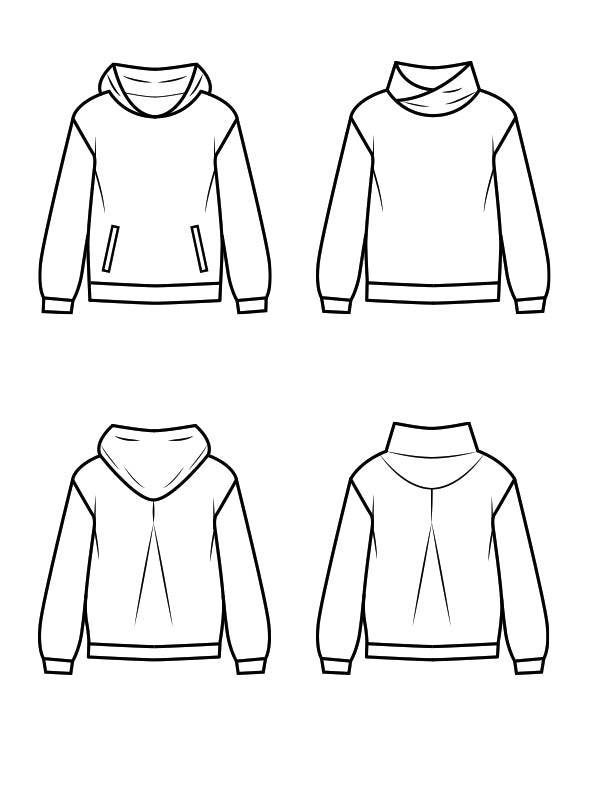 Schnittmuster Merit Sweater, Hoodie mit raffiniertem Rücken Gr. 34-54 - Sewando