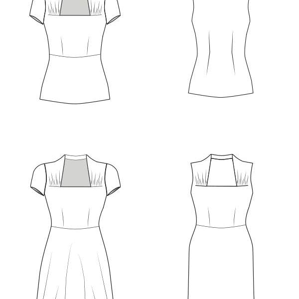 Schnittmuster Ginette - Shirt oder Kleid mit Trapezausschnitt und Raffung Gr. 34-54 - Sewando