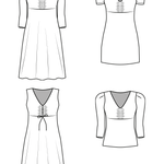 Schnittmuster ESA - Kleid oder Shirt mit Raffung vorne und Ärmelvarianten Gr. 34-54 - Sewando