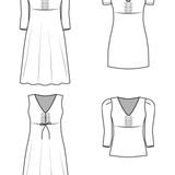 Schnittmuster ESA - Kleid oder Shirt mit Raffung vorne und Ärmelvarianten Gr. 34-54 - Sewando