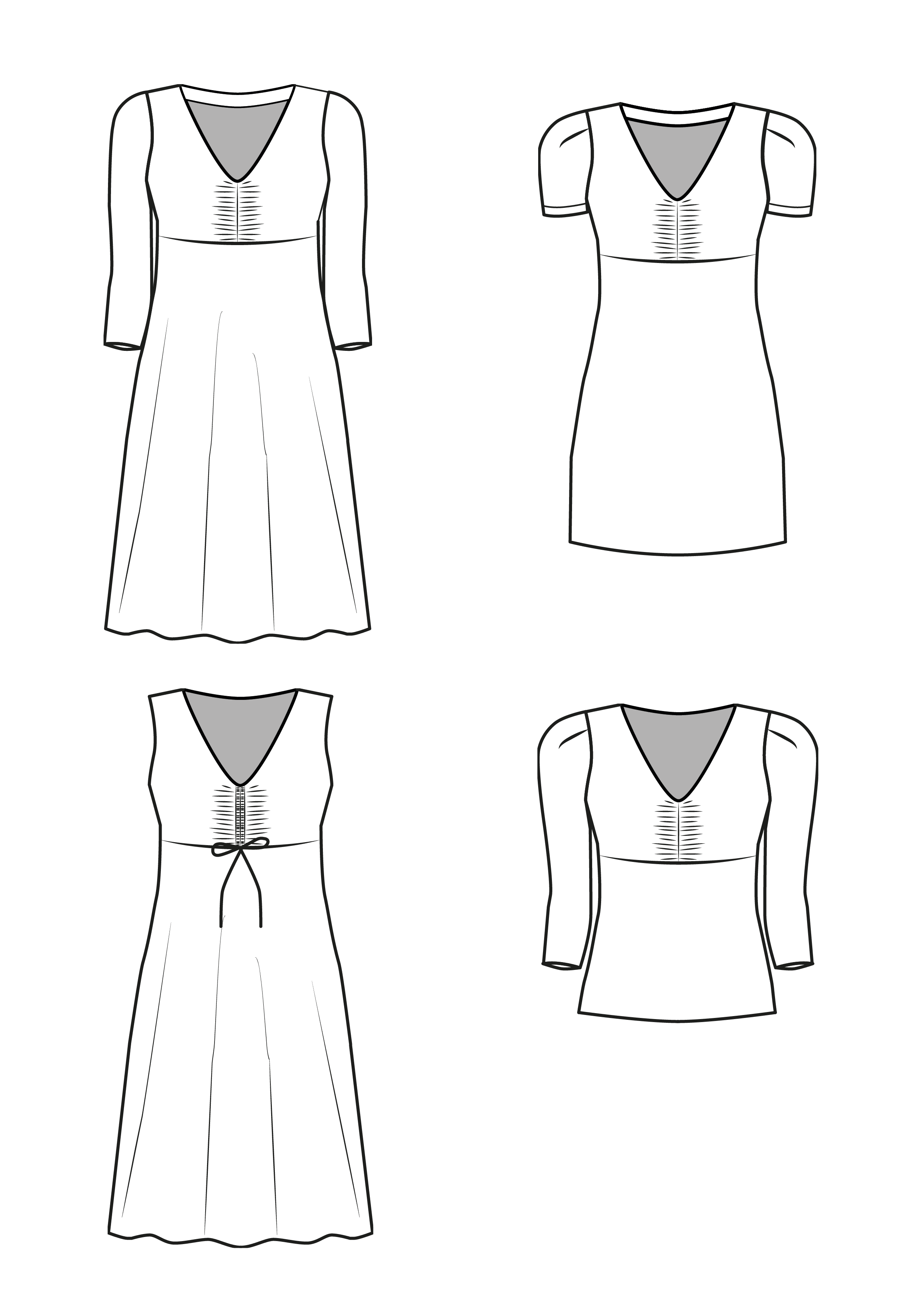 Schnittmuster ESA - Kleid oder Shirt mit Raffung vorne und Ärmelvarianten Gr. 34-54 - Sewando
