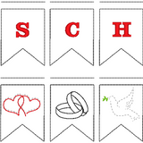 Stickdatei Mini-Wimpel "Hochzeit" (personalisierbar)