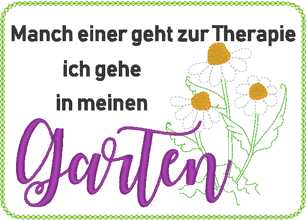 Stickdatei Schild - Therapie Garten - Sewando