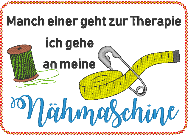 Stickdatei - Schild Therapie Nähmaschine - Sewando