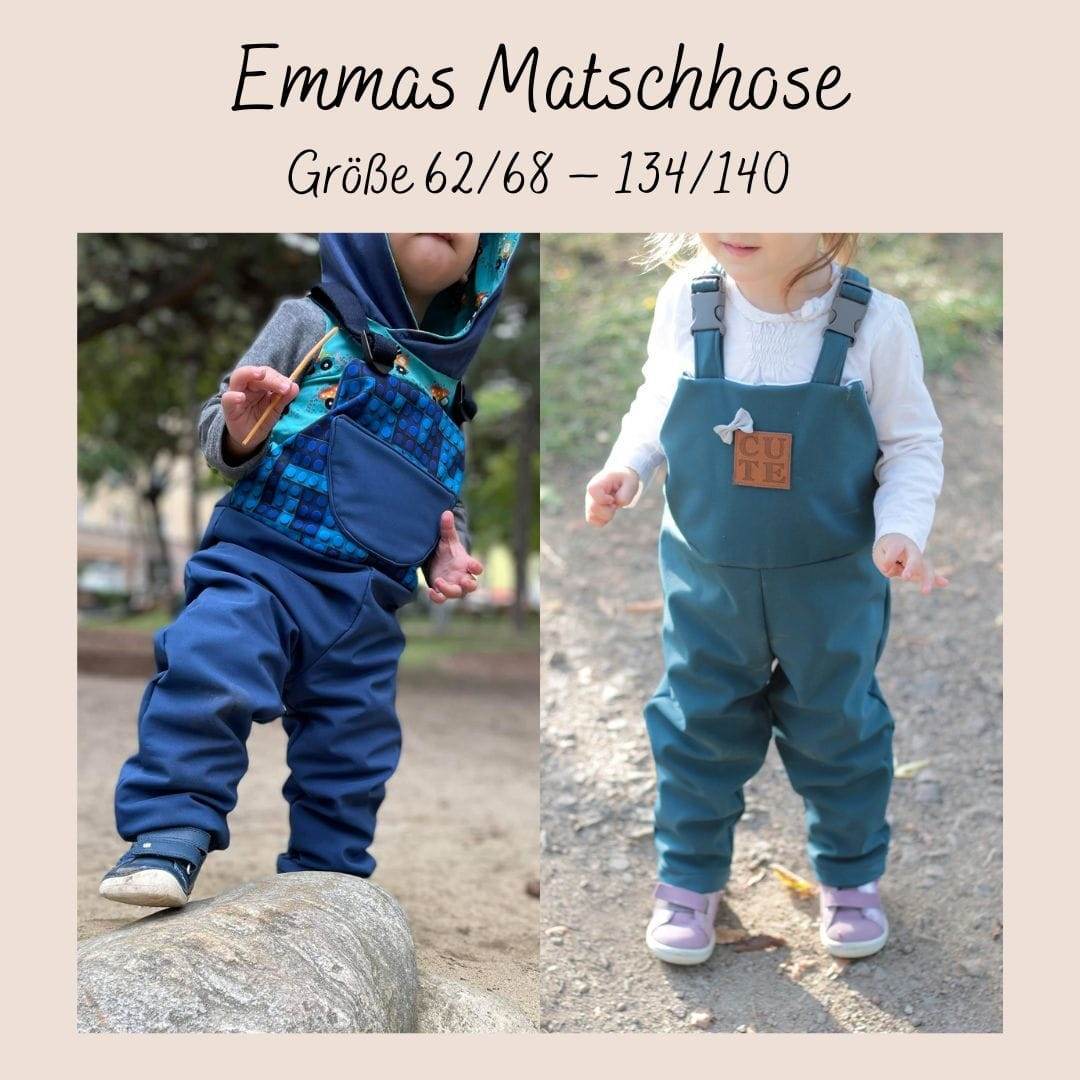 Schnittmuster Emmas Matschhose Größe 62/68 – 134/140 - Sewando