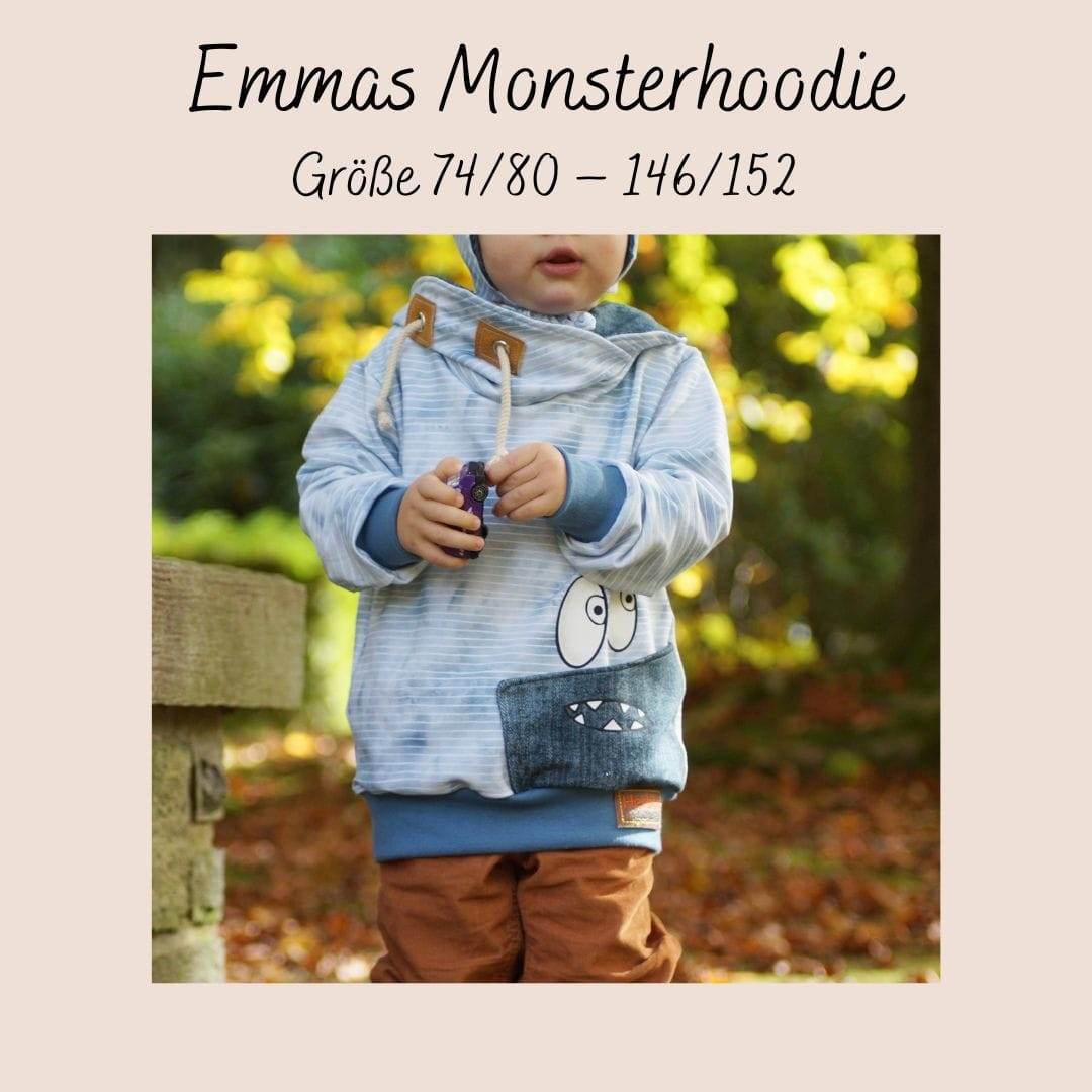 Schnittmuster Emmas Monsterhoodie Größe 74/80 – 146/152 - Sewando