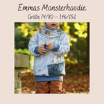 Schnittmuster Emmas Monsterhoodie Größe 74/80 – 146/152 - Sewando