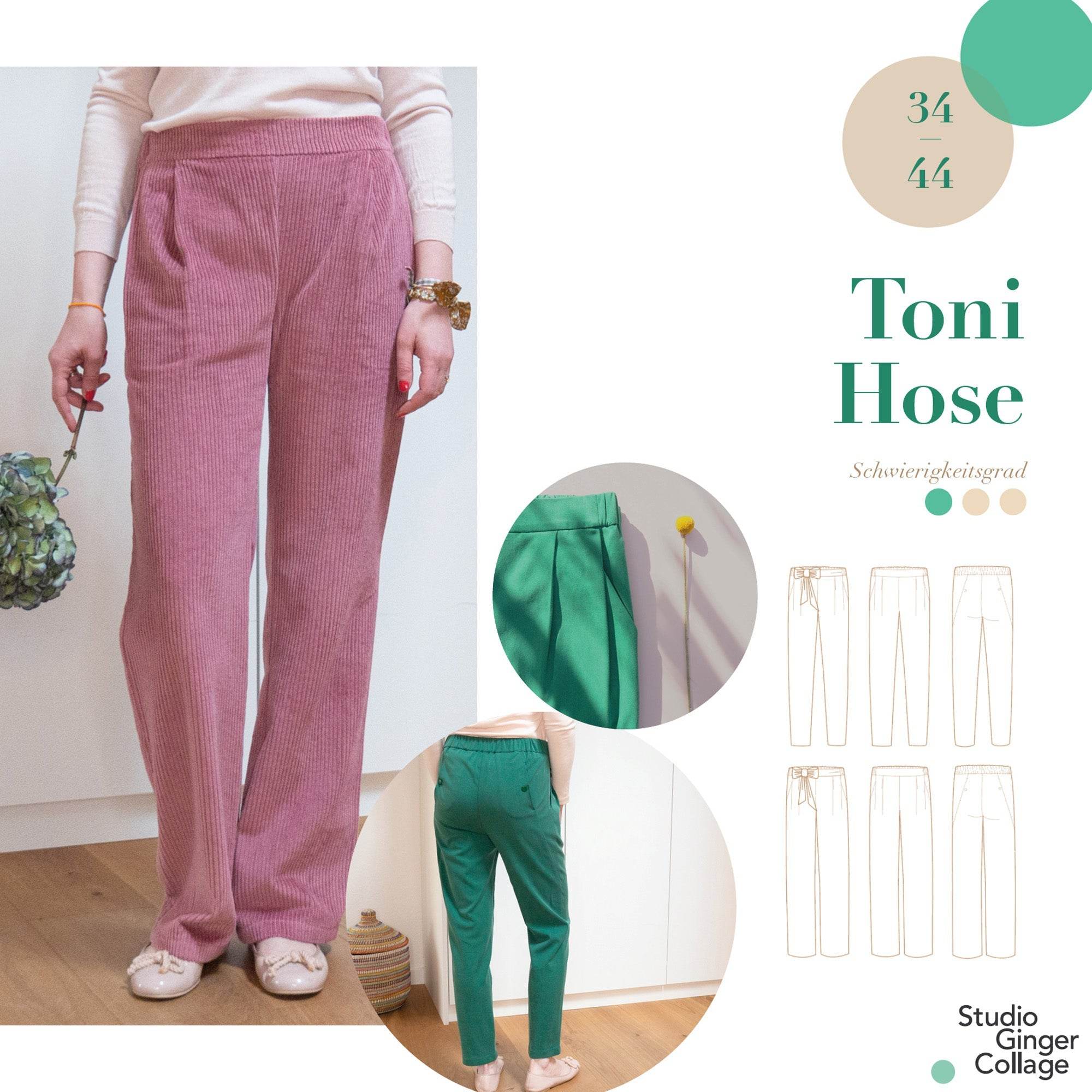 Toni Hose Gr. 34 - 44 Schnittmuster und Anleitung - Sewando