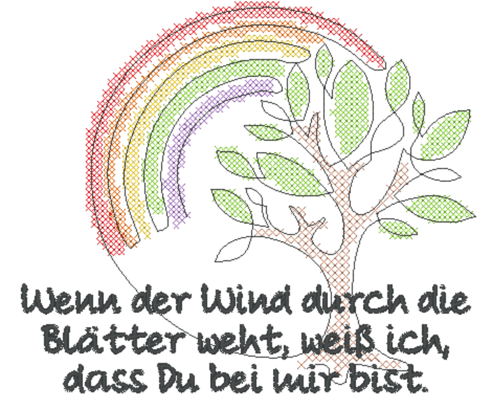 Stickdatei Trauerspruch - Wenn der Wind durch die Blätter weht - Sewando