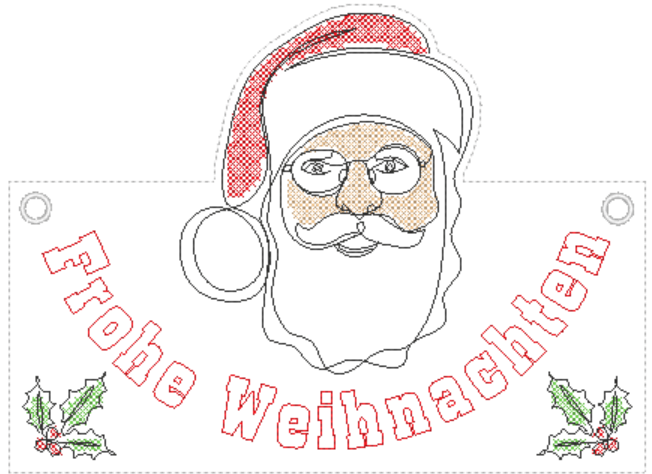 Stickdatei - Wimpel & Türhänger SANTA (in je 2 Größen) - Sewando