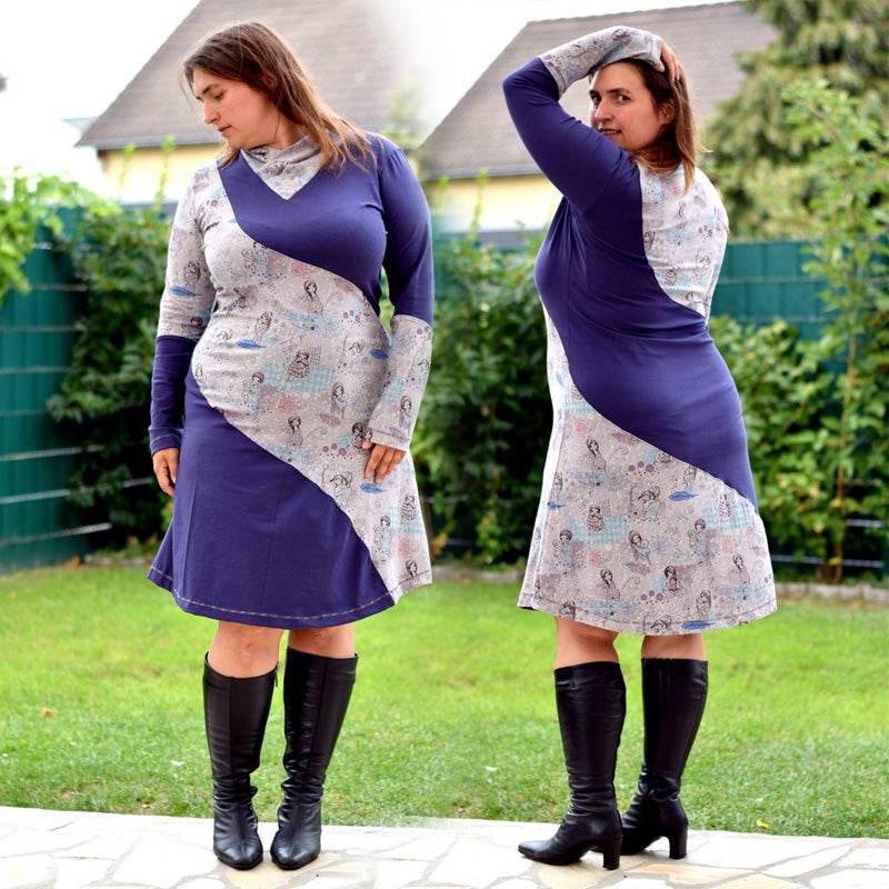 Niela's Cool Curved Dress - Schnittmuster Kleid in den Größen 32-54 - Sewando