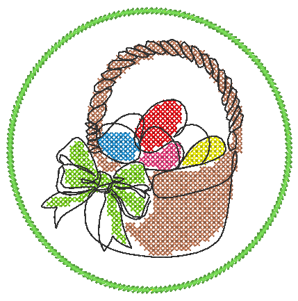 Stickdatei 16 Untersetzer Ostern - Single Line - Sewando